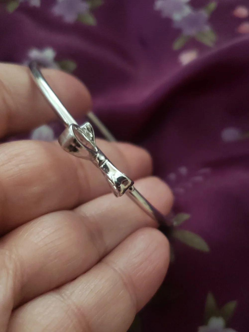 Kate Spade New York Silvertone Bangle With Small Bow - Picture 2 of 7